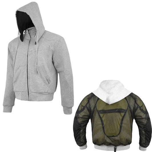 Men's Motorcycle Level 2 Protection Grey Hoodie With Kevlar