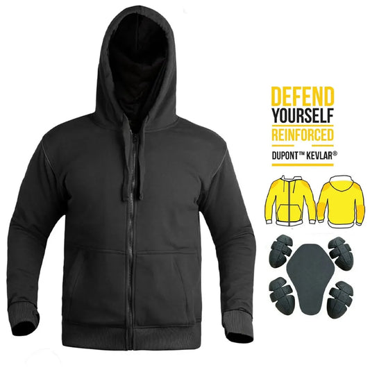 Men's Kevlar Motorcycle Hoodie With CE Armored Zip Up Hoodie