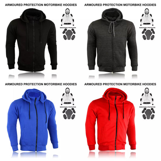 CE Armor Protection Zip Up Jacket Kevlar Motorcycle Hoodies