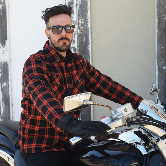 CE Certified Armored Flannel Motorcycle Shirt Kevlar Lined Riding Protection