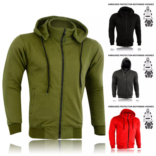 CE Armor Protection Zip Up Jacket Kevlar Motorcycle Hoodies