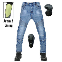 Aramid Lined Motorcycle Jeans with CE Armor Biker Riding Pants