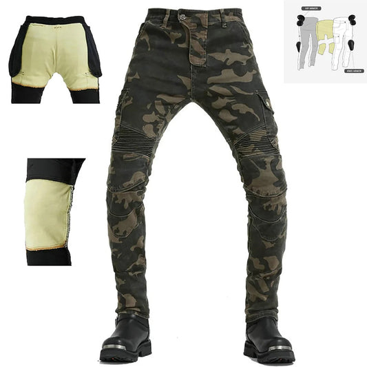 Aramid Motorcycle Pants with CE Armor Camo Riding Jeans for Men