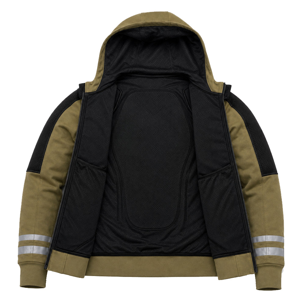 Kevlarix aramid lined motorcycle hoodie showing the protective inner lining