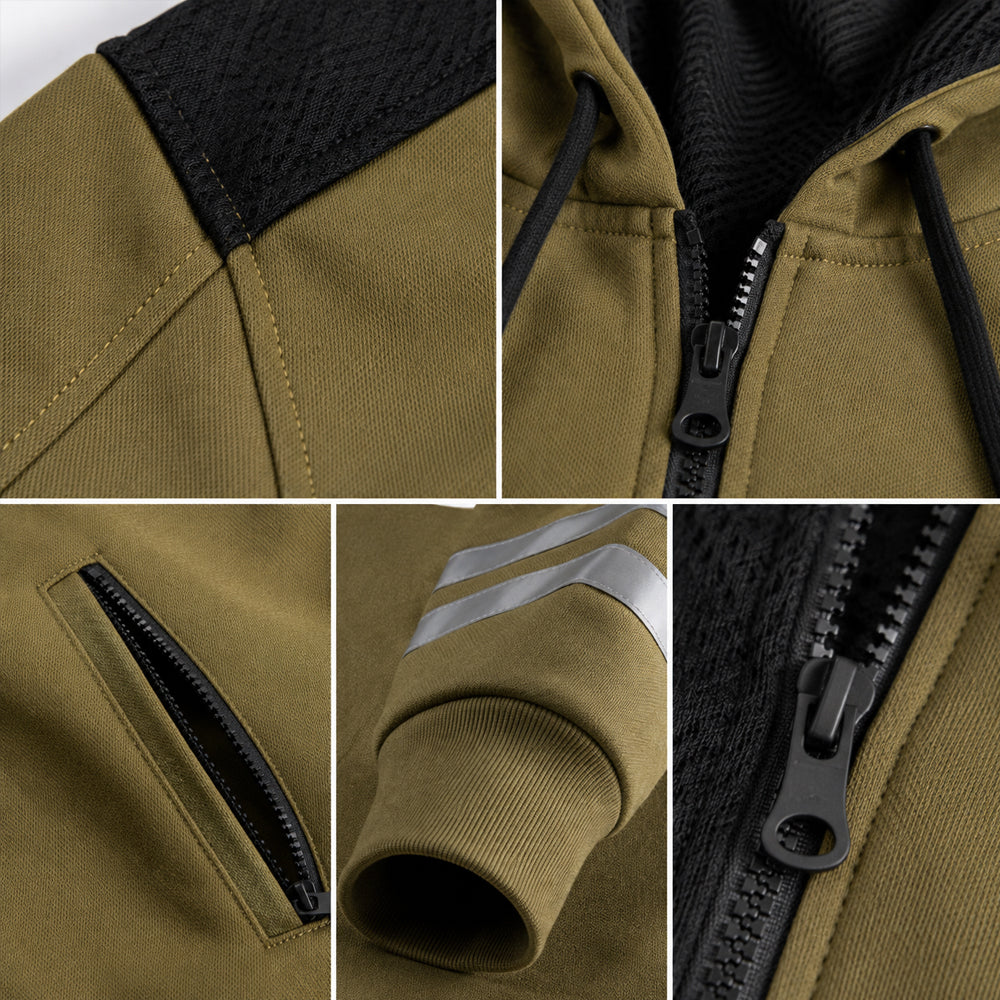 Kevlarix aramid motorcycle hoodie showing durable reinforced stitching and construction details