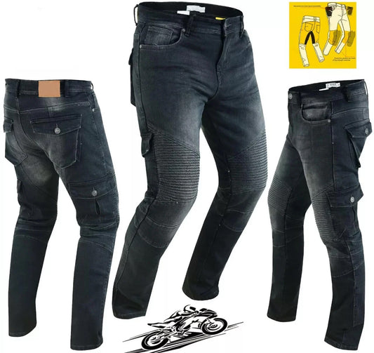 Men's Aramid Lined Motorcycle Pants with CE Armor Protective Riding Jeans