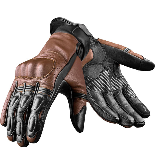 Motorbike Gloves Premium Leather Perforated Motorcycle Gloves with Knuckle Protection