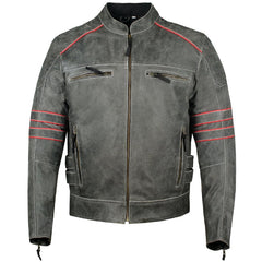 Classic Vintage Distressed Biker Leather Jacket CE Armor Protection Removable Liner