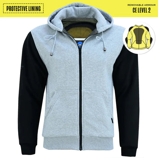 Breathable Mesh Kevlar Lined Hoodie with Removable CE Level 2 Armor