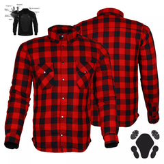 Kevlar Armored Motorcycle Riding Shirt Men's Protective Flannel with CE Certified Armor