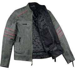 Classic Vintage Distressed Biker Leather Jacket CE Armor Protection Removable Liner
