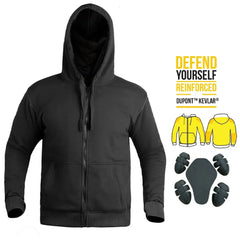 Men's CE Armored Motorbike Zip Up Hoodie with Kevlar Fiber Protection