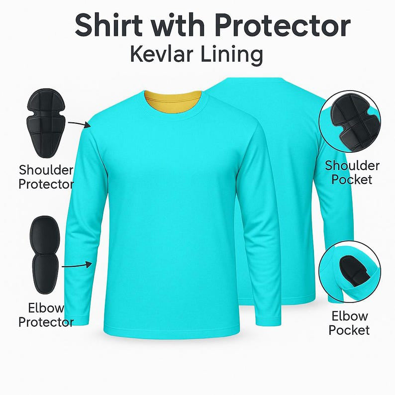 Motorcycle riding shirt with CE armor and full Kevlar lining for bikers