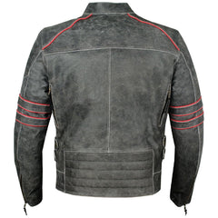 Classic Vintage Distressed Biker Leather Jacket CE Armor Protection Removable Liner