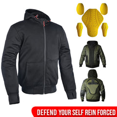 CE Certified Protectors Hoodies Motorcycle Riding Aramid Lined Hoodie