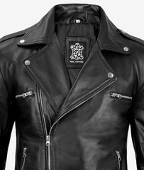 Close-up of silver zipper and leather texture on black moto jacket