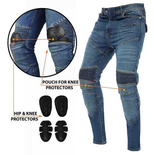 men's motorcycle armored pants with knee and hip protectors