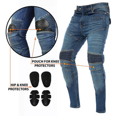 men's motorcycle armored pants with knee and hip protectors