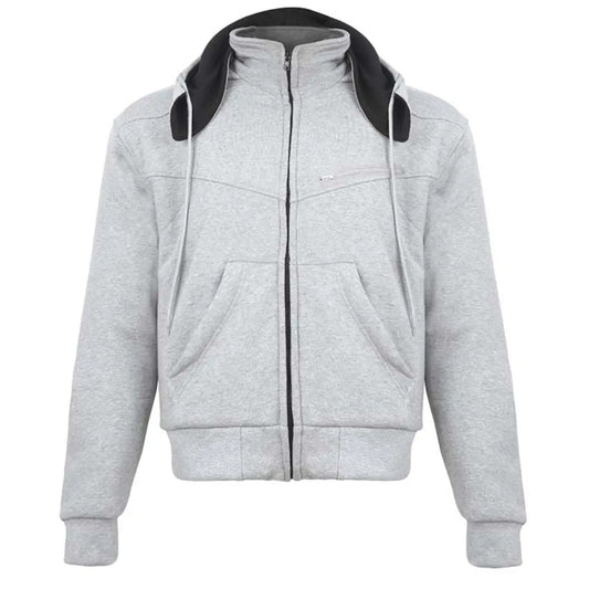 Men's CE Armored Grey Hoodie with Kevlar Protection