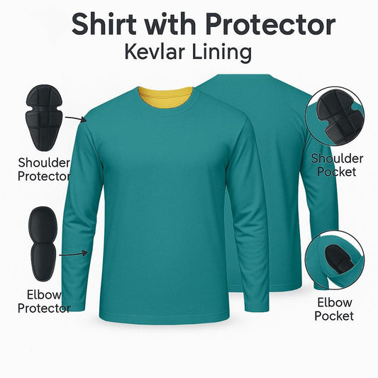 Kevlar riding shirt for men with CE armor and cotton jersey fabric