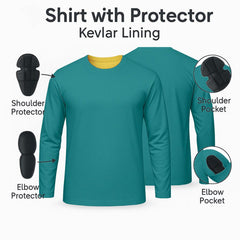 Kevlar riding shirt for men with CE armor and cotton jersey fabric