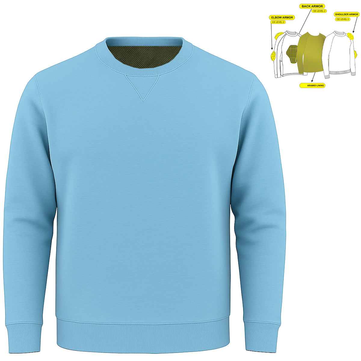 Kevlar lined aramid motorcycle riding sweatshirt