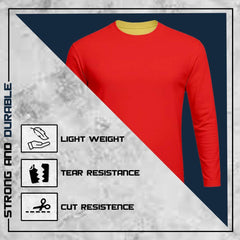 Soft cotton jersey outer layer of Kevlar motorcycle shirt providing breathability and comfort