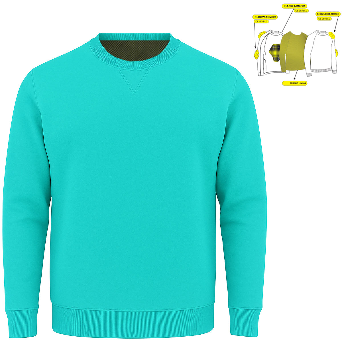 motorcycle riding sweatshirt with ce armor and kevlar lining