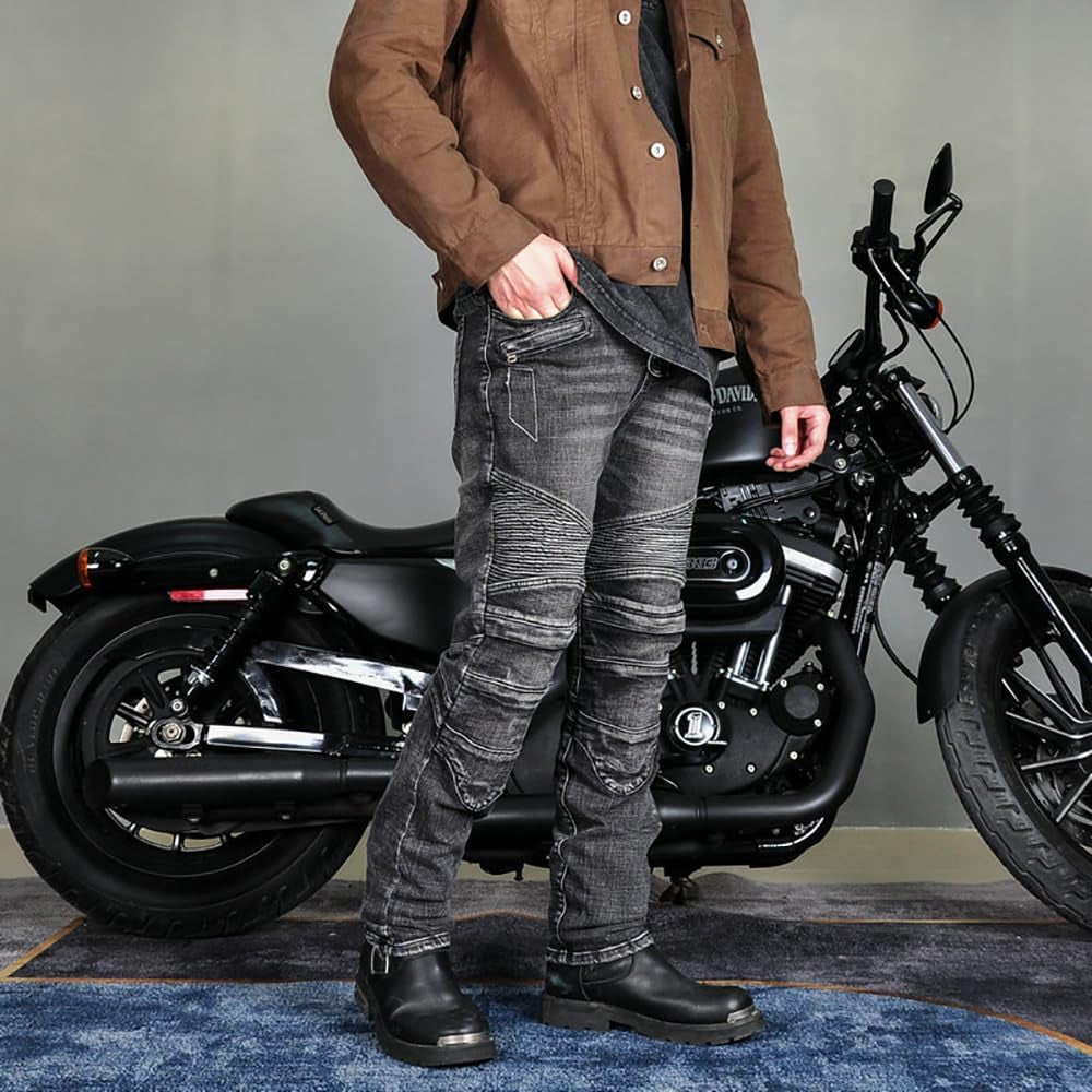 Motorcycle jeans for summer rides with mesh and impact protection