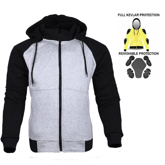 Motorbike Aramid Lined Kevlar Hoodie With Removable CE Approved Armors