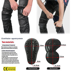 Breathable Kevlar motorcycle jeans with hip and knee armor