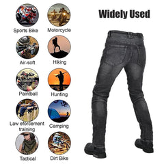 Protective biker pants with DuPont Kevlar and CE-certified armor