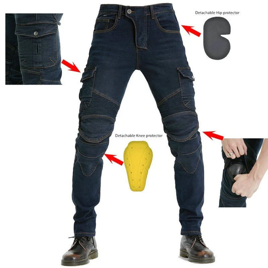 kevlar motorcycle riding pants with hip and knee armor
