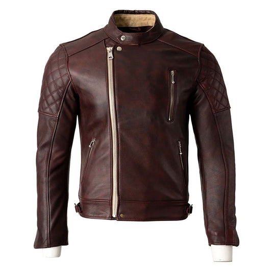 motorcycle armored leather jacket made from premium cowhide