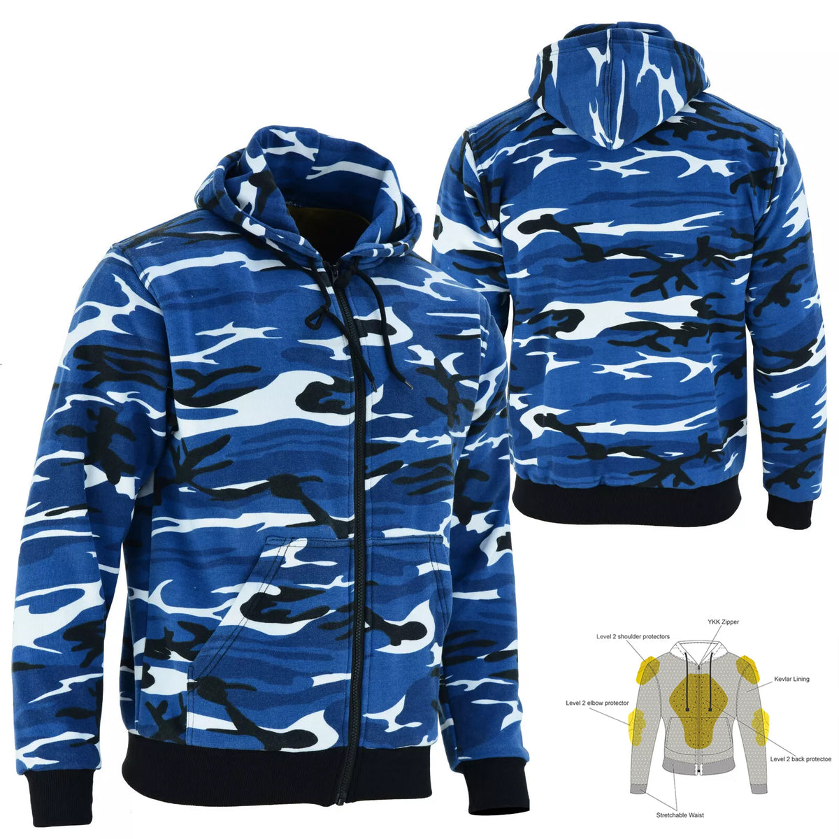 Fully Protective Motorcycle Kevlar Hoodie CE Level 2 Pads Biker Hoodies