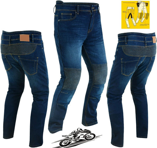 Kevlar motorcycle riding jeans with knee and hip protection