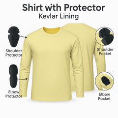 Motorcycle protective shirt with cotton jersey outer and Aramid lining