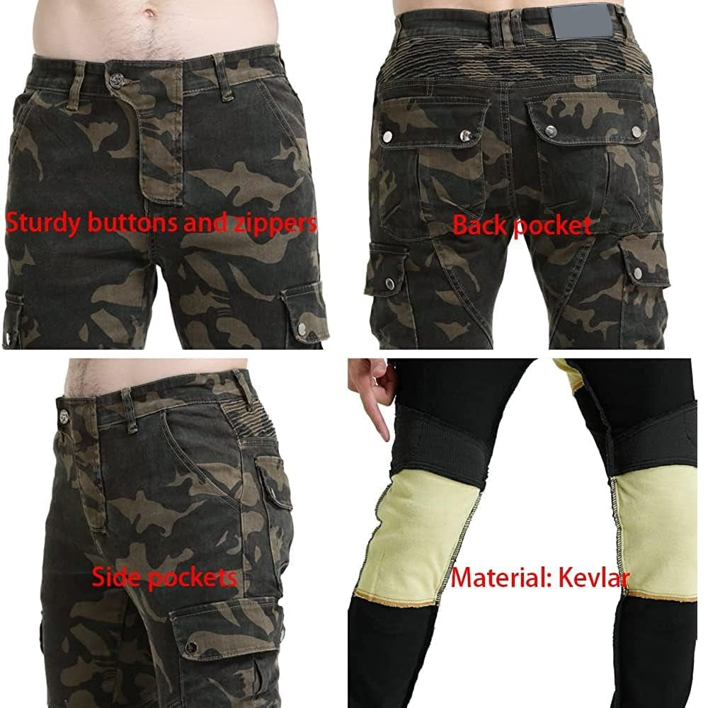Men’s armored motorcycle pants with hip and knee protection