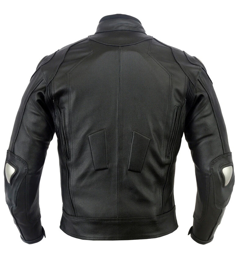 Protective motorcycle jacket with built-in armor – premium leather construction