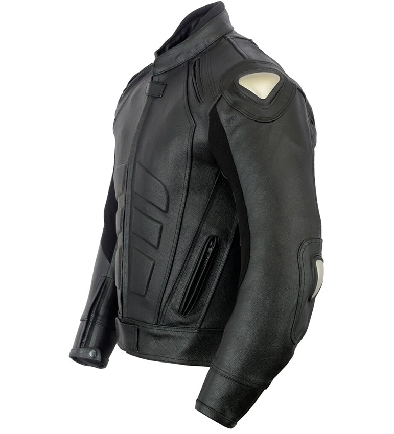 Men’s leather motorcycle jacket with CE armor – breathable and protective gear