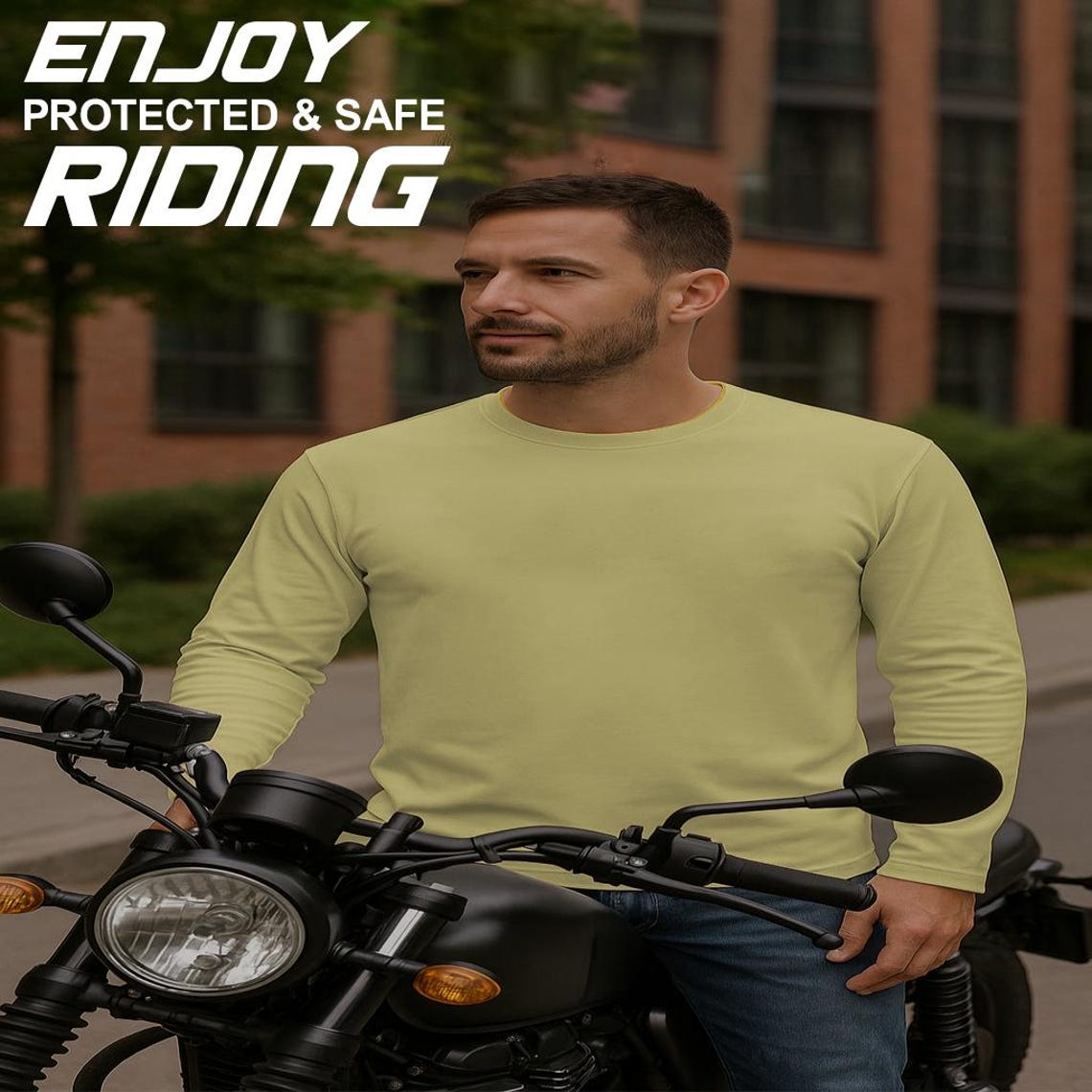 motorcycle protective shirt with casual styling on road