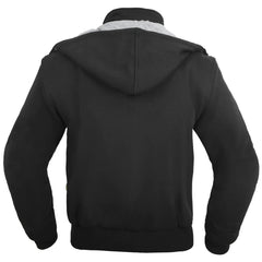 Black Motorcycle Hoodie with Removable Armor & Kevlar Lining for Men