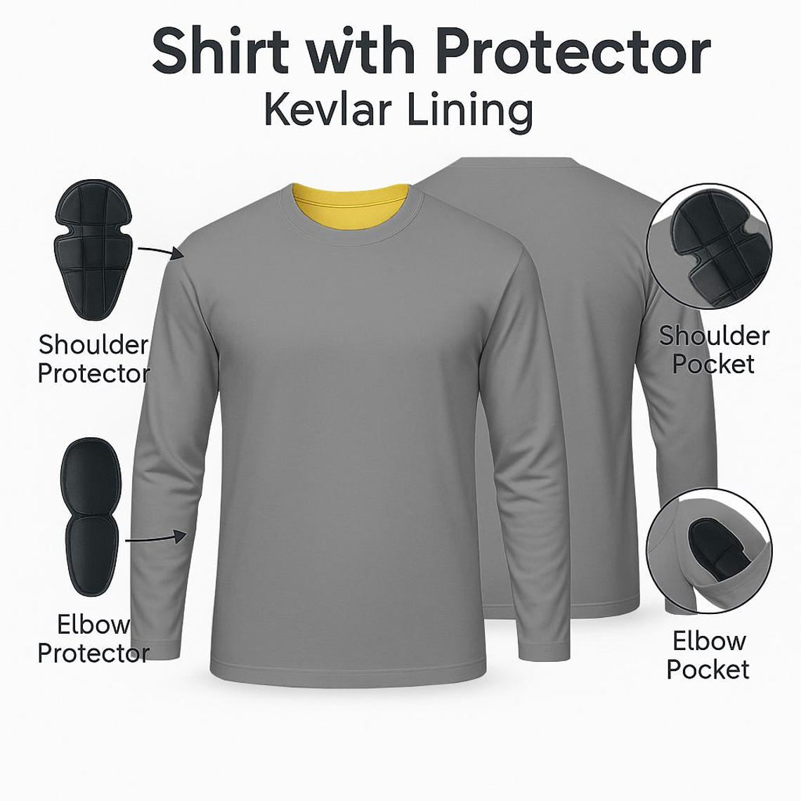 Motorcycle long sleeve shirt with CE approved armor and Kevlar lining