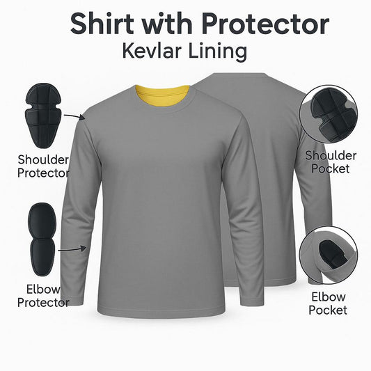Motorcycle long sleeve shirt with CE approved armor and Kevlar lining