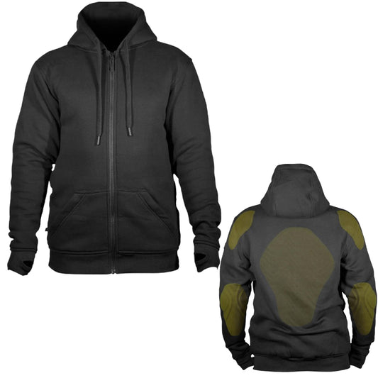 Thumb Loops Aramid Hoodie Elbow Shoulder & Back Pads Motorbike Hoodie
