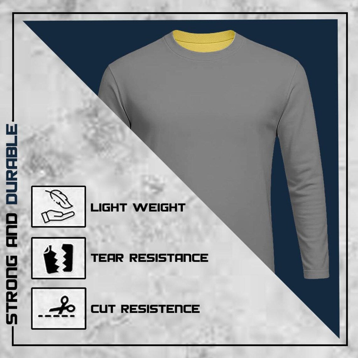 Protective motorcycle riding shirt in cotton jersey with reinforced Kevlar interior