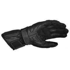 Black Leather Motorbike Gloves Aniline Leather with Hard Knuckle Protection