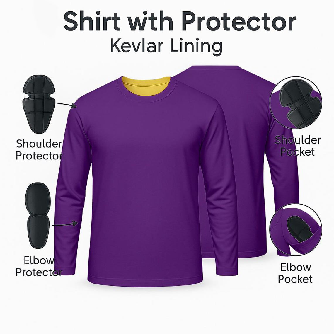 Men’s motorcycle shirt with CE certified armor and Kevlar lining
