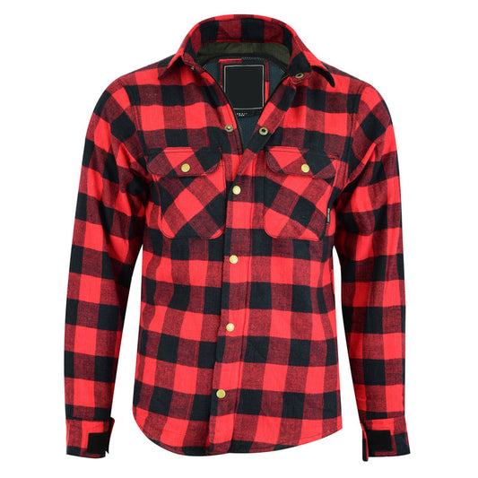 Flannel Motorcycle Shirt with DuPont Kevlar & Protectors Durable & Protective Riding Gear
