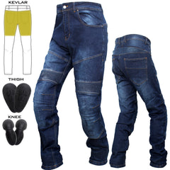 Men's Motorcycle Kevlar Jeans Front View with CE Armor